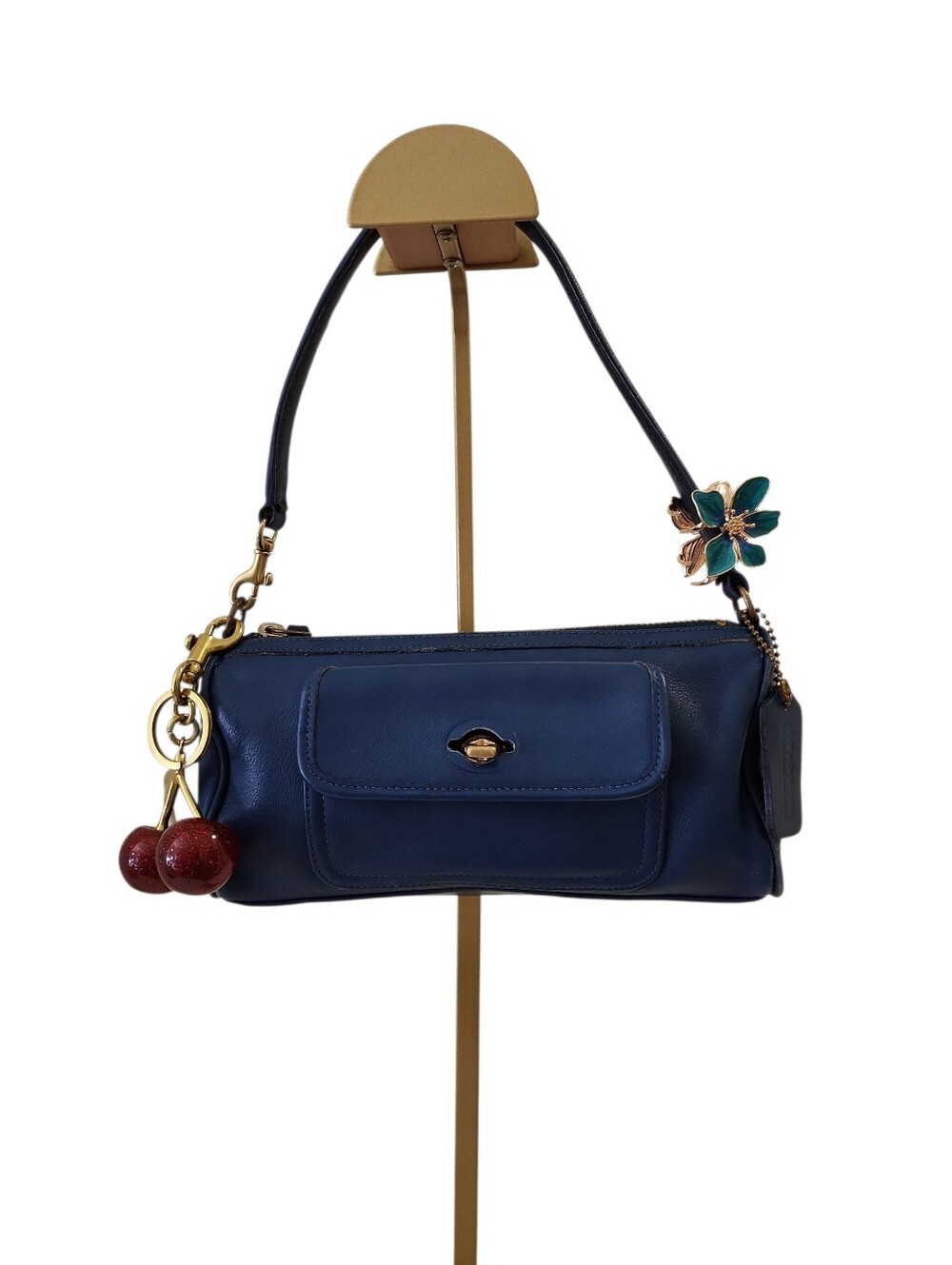 Coach Y2K Penelope Demi baguette handbag front pouch turn-lock closure Blue - Picture 4 of 5
